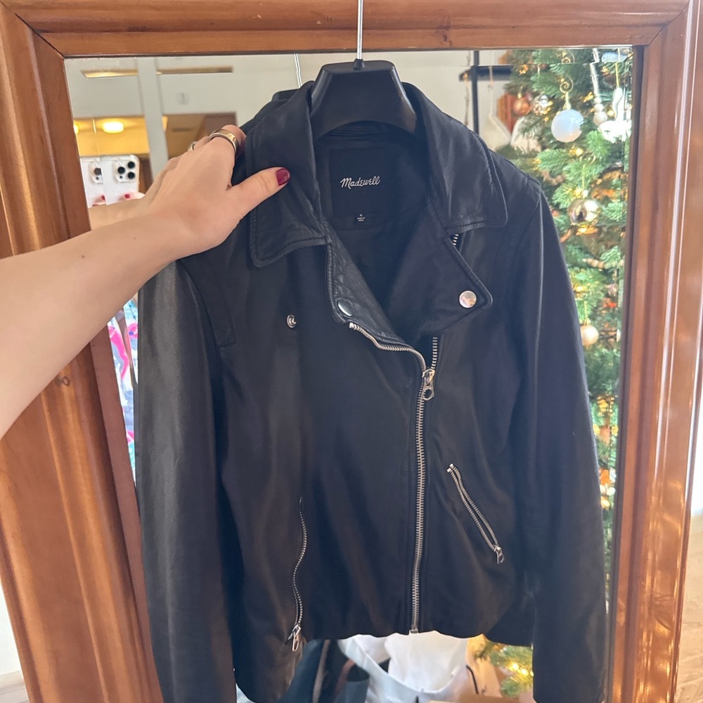 Madewell Black Leather Moto Jacket – Size M